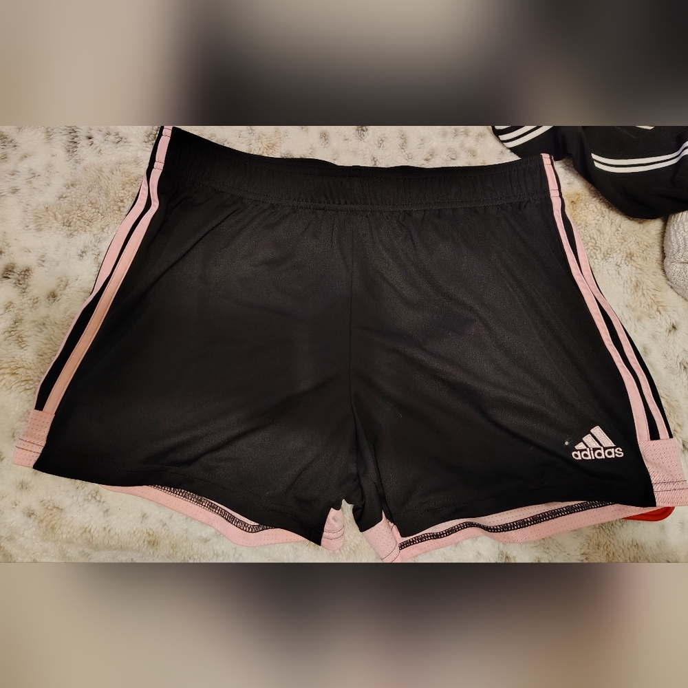 adidas Women's Athletic Shorts Black with Pink Accents